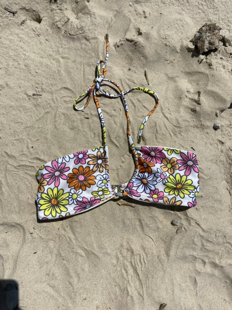Seventies Style Bikini Top in Flower Power
