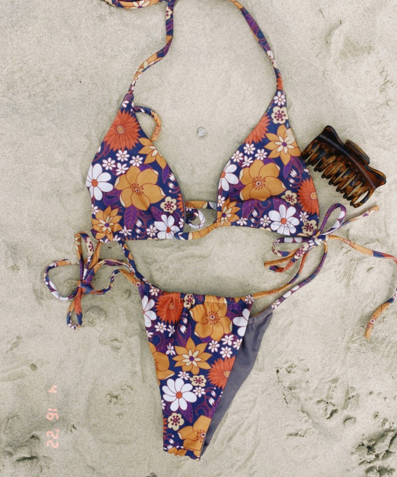 Purple Blossom Triangle Neckholder Top