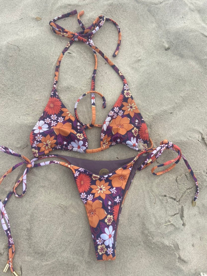 Seventies Purple Blossom Brazilian Bottom
