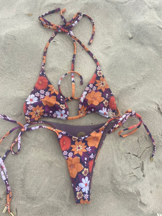 Seventies Purple Blossom Brazilian Bottom
