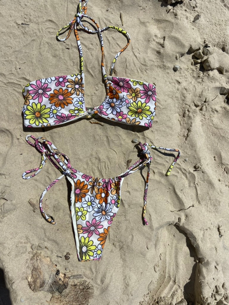 Seventies Style Bikini Top in Flower Power